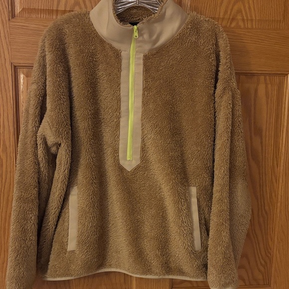 J. Crew Tan Teddy Jacket with Neon Accents - Picture 1 of 5